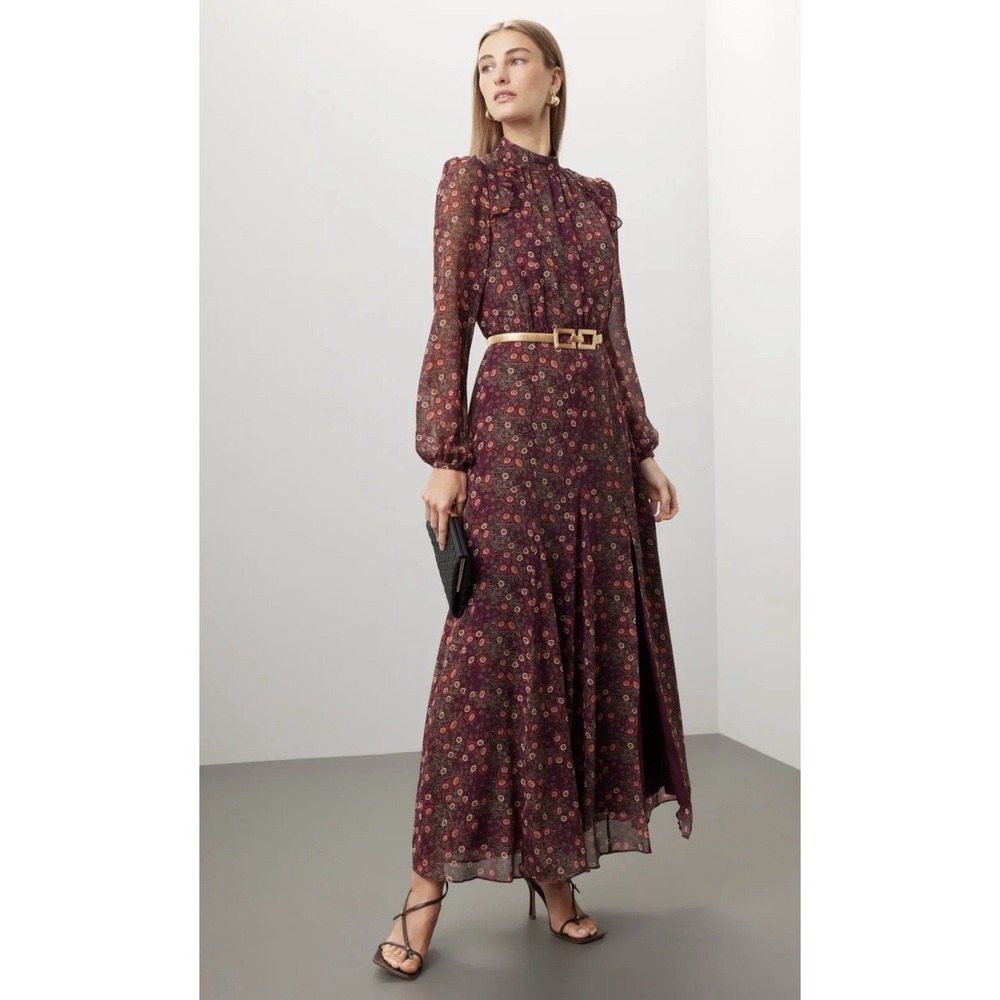 SALONI AKINA WINE JACQUI-B DRESS 100% SILK SIZE 2 MSRP $795